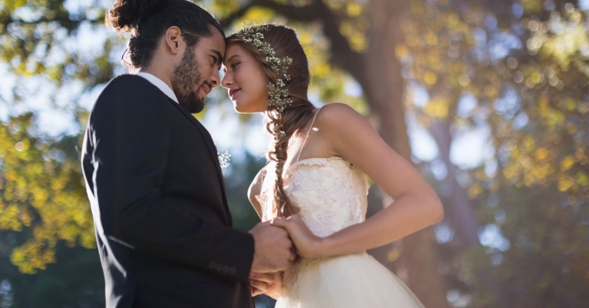 Foreign couple on their wedding day